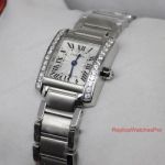 Replica Cartier Tank Francaise Ladies Watch SS Diamond Bezel